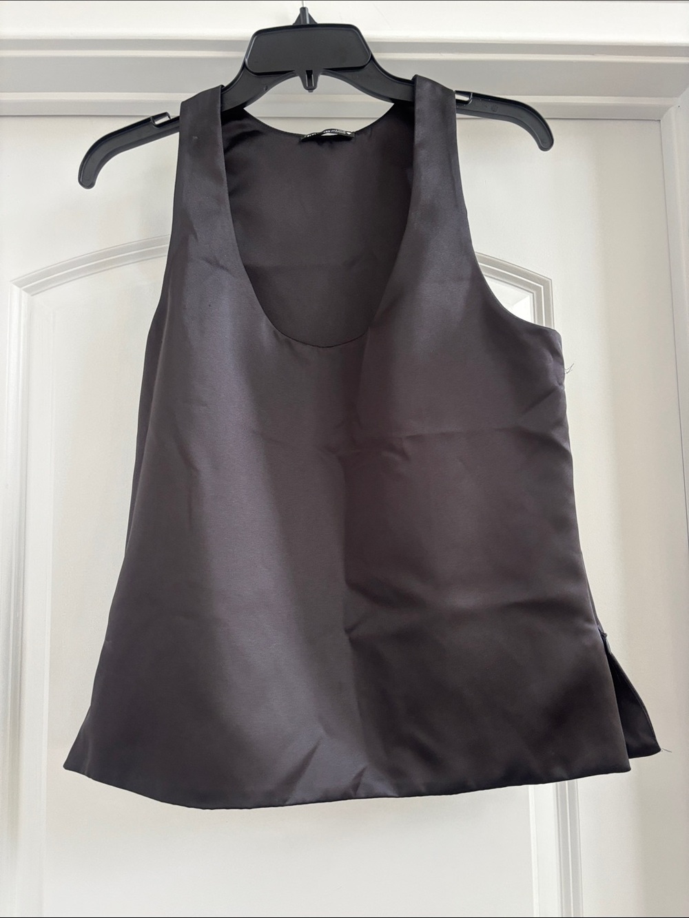 Zara Terez Black Satin Scoop Neck Tank